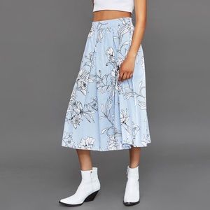 Zara striped and floral print midi skirt